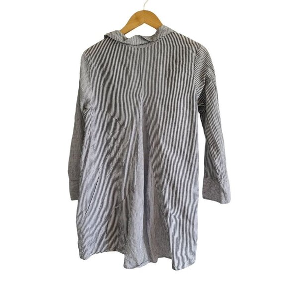 Habitat Cotton Striped Lagenlook Swing Button Down Shirt Gray White Size Small - Picture 5 of 10